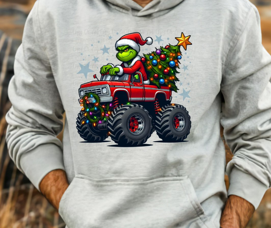 Grinch Monster Truck Pullover Hoodie