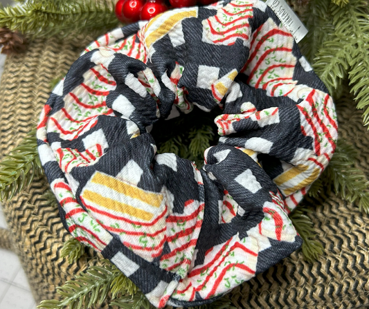 Buffalo Plaid Christmas Tree Cake Jumbo Scrunchie