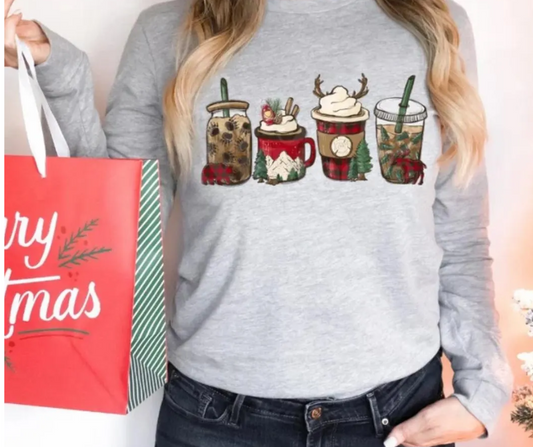 Buffalo Plaid Christmas Coffee Crewneck Sweatshirt