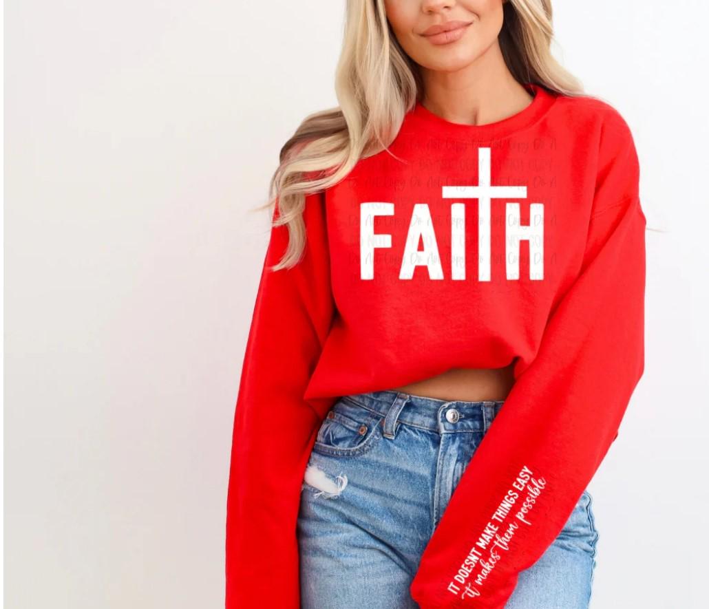 Faith With Sleeve Crewneck Sweatshirt