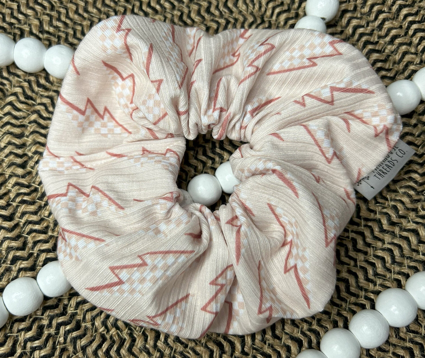 Beige Lightning Bolt Jumbo Scrunchie