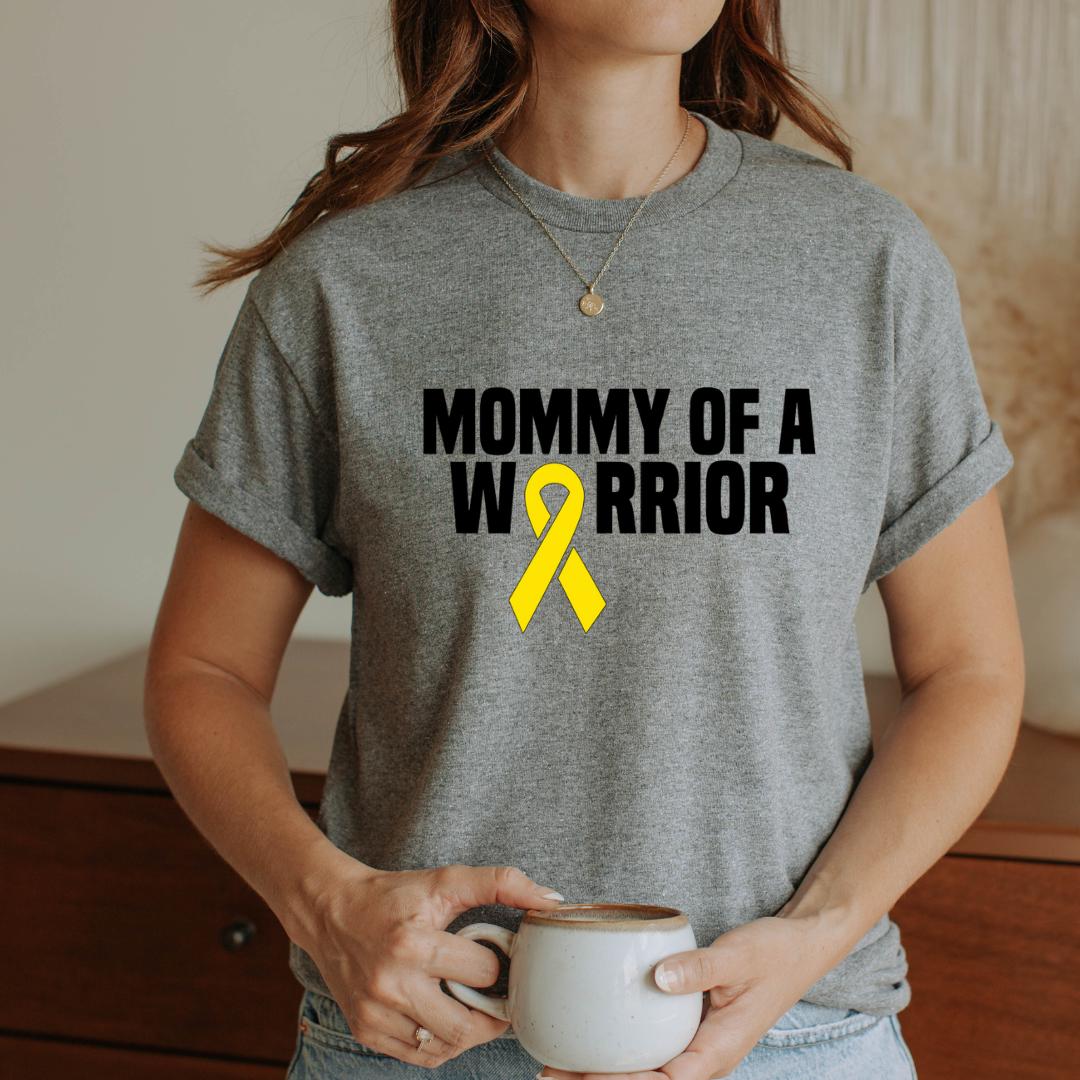 Mommy of a Warrior Childhood Cancer Short Sleeve Tee