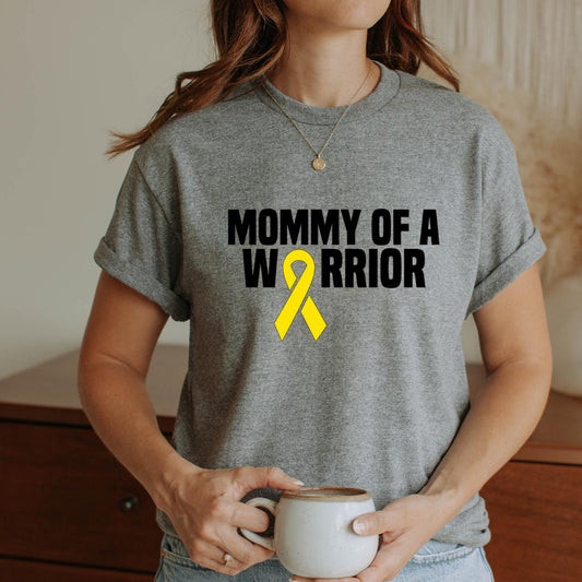 Mommy of a Warrior Childhood Cancer Short Sleeve Tee