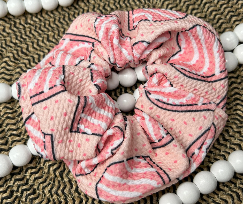 Pink Valentines Heart Cake Jumbo Scrunchie